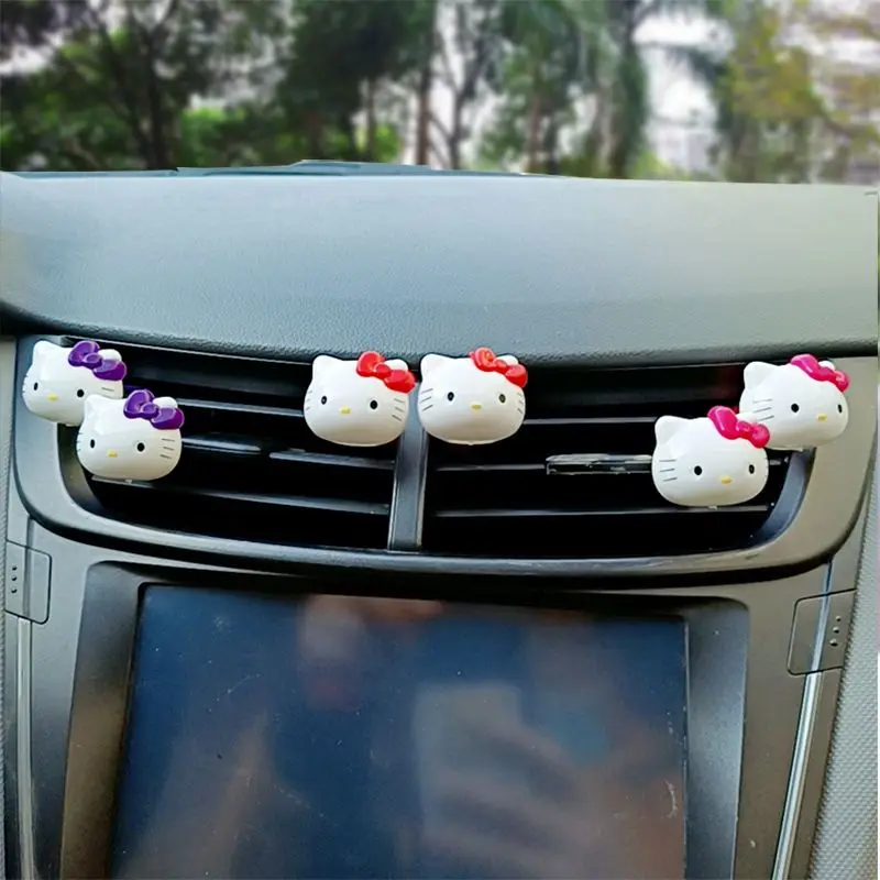 

HelloKitty Car Air Outlet Aromatherapy Decorative Clip Air Outlet Ornaments Cartoon Kawaii Ladies Car Decoration Cat Head