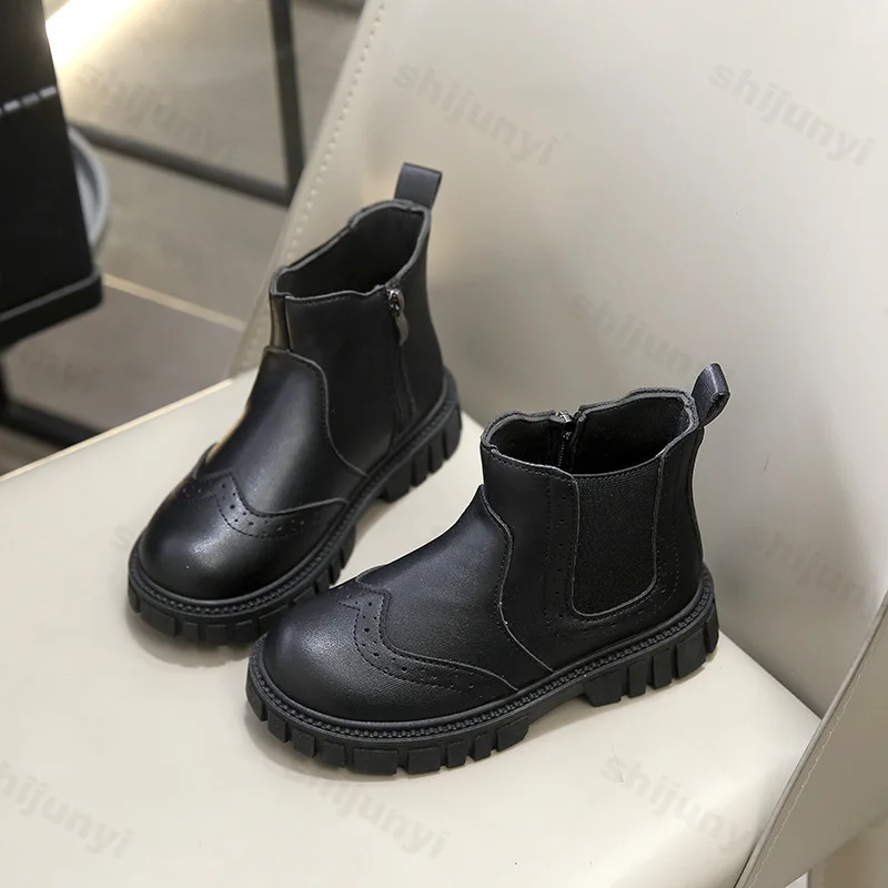 2025 New Autumn Kids Ankle Boots Girls Toddler Non-slip Chelsea Boots Zipper Fashion Elegant Platform Children Short Boots