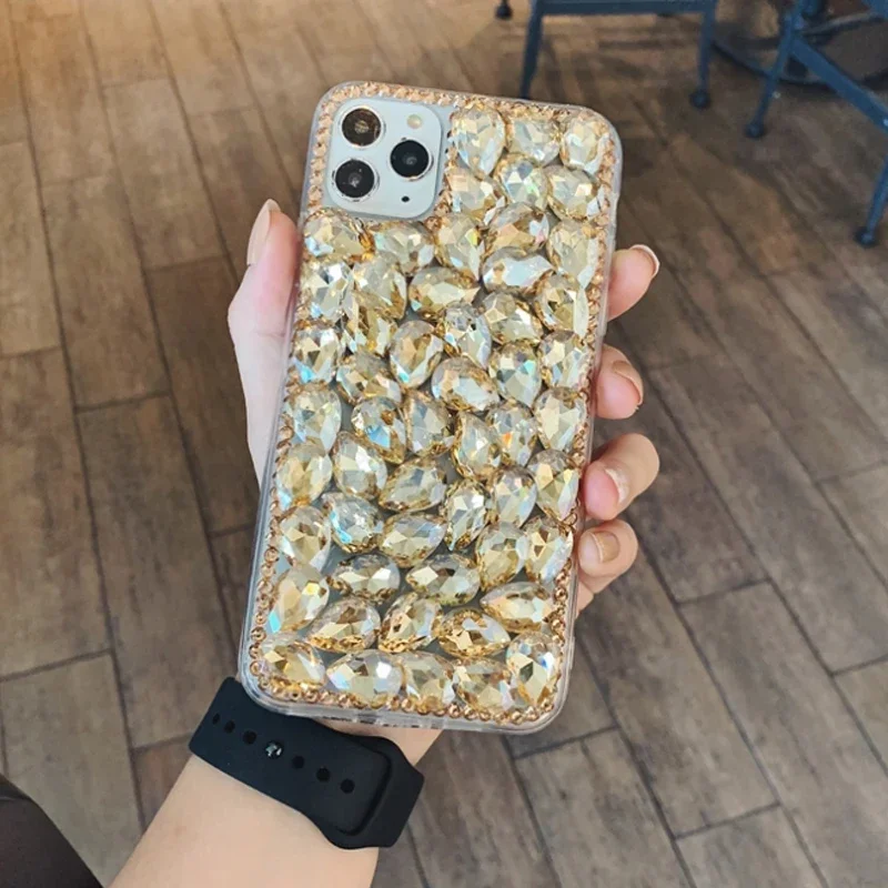 Bling Crystal Full Diamond Back Cover For iPhone 14 13 12 11 Pro Max XS XR X 8 7 Plus 14 Pro Case Glitter Women Luxury Fashion