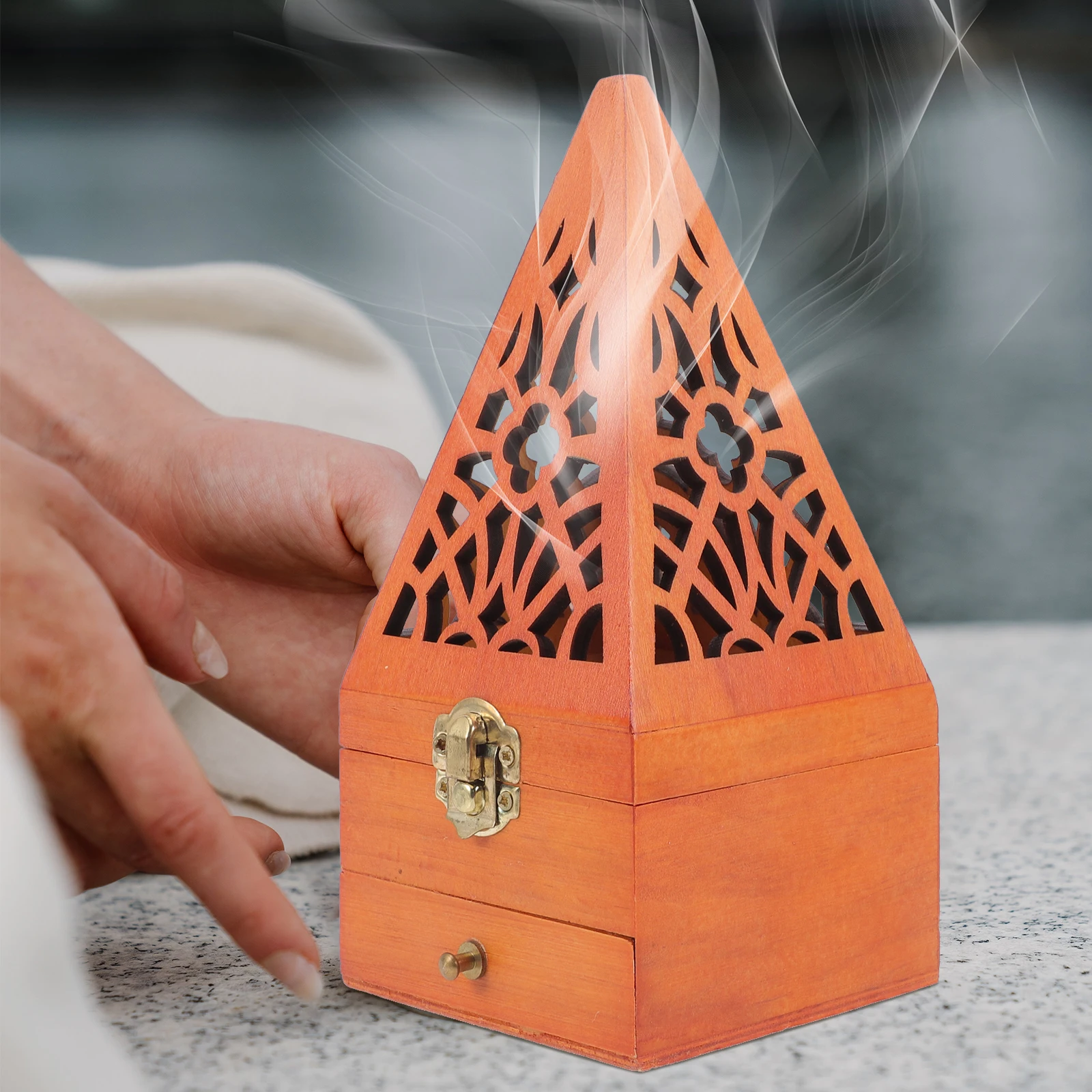 

Exquisite Aromatherapy Incense Burner Ornament Home Decor Chinese Style Scent Sticks Holder Wood Aluminium Alloy Portable