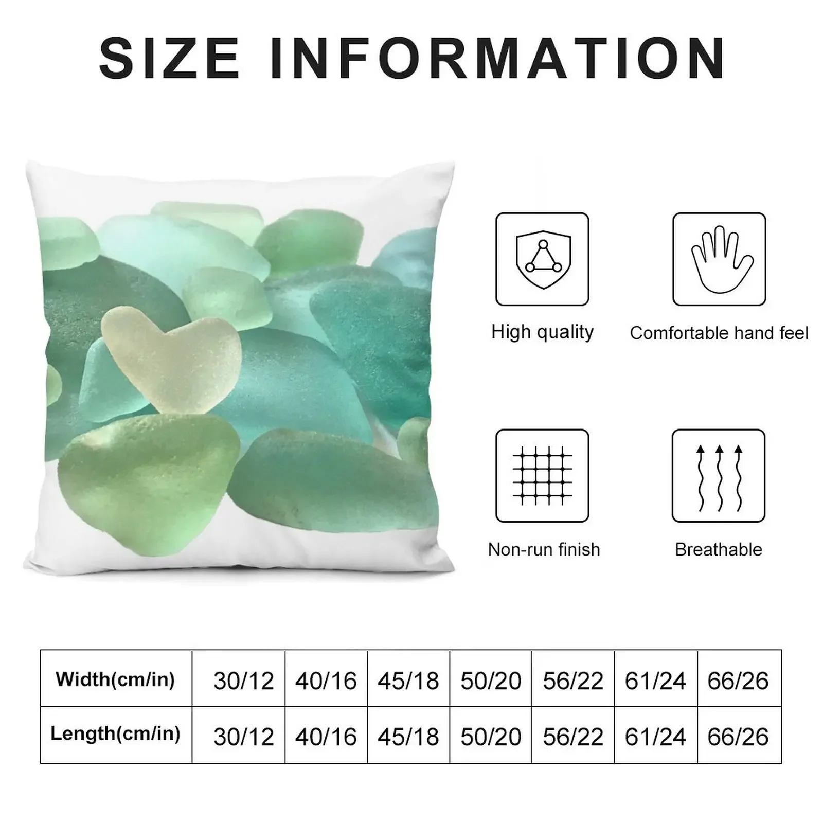 Heart Aqua Seaglass Throw Pillow luxury sofa pillows Sofa Covers For Living Room Pillow Cases pillow