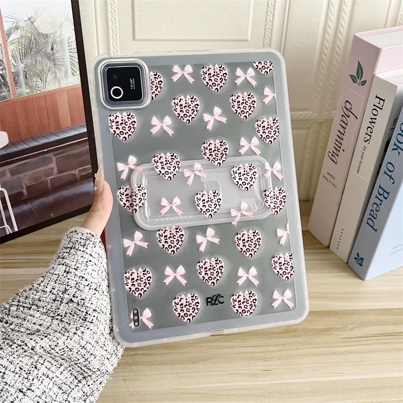 Bowknot Transparent Tablet Case For Xiaomi MI Pad 8 7 6 5 6S Pro Redmi Pad 2 SE 8.7 9.7 11 12.1 12.4 inch PC+TPU Stand Cover