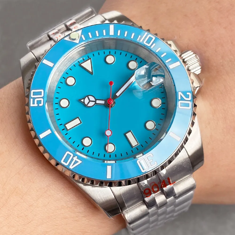 

Tandorio Diver NH35 Automatic Watch for Men Mechanical Movement Ice Blue 20BAR Waterproof Sapphire 316L Jubilee Strap 40mm