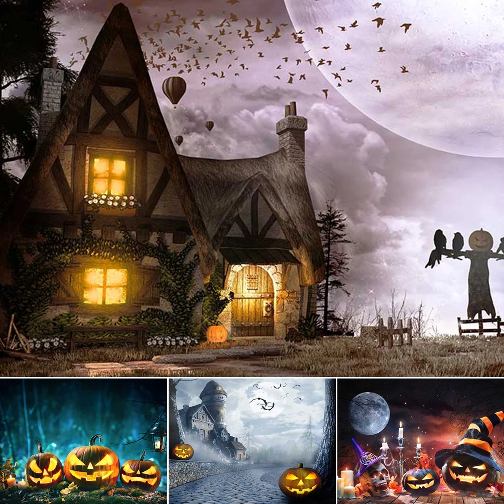 

MOON.QG Photography Backdrop Spider Webs Pumpkin Lanterns Halloween Backgrounds For Photographs Studio Photobooth Accessories