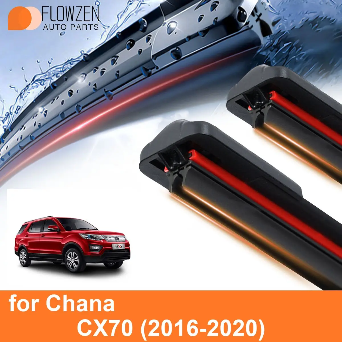 Car Windshield Wiper Blades for Chana CX70 Double Rubber Frameless Bracketless WipersSoft Accessories 2016 2017 2018 2019 2020