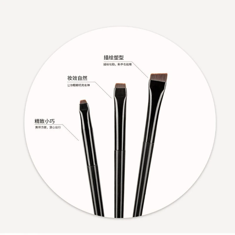 3 uds delineador de ojos con borde, cabezal oblicuo, contorno de cejas, delineador de ojos, cepillo ultrafino para sombra de ojos, herramientas de maquillaje