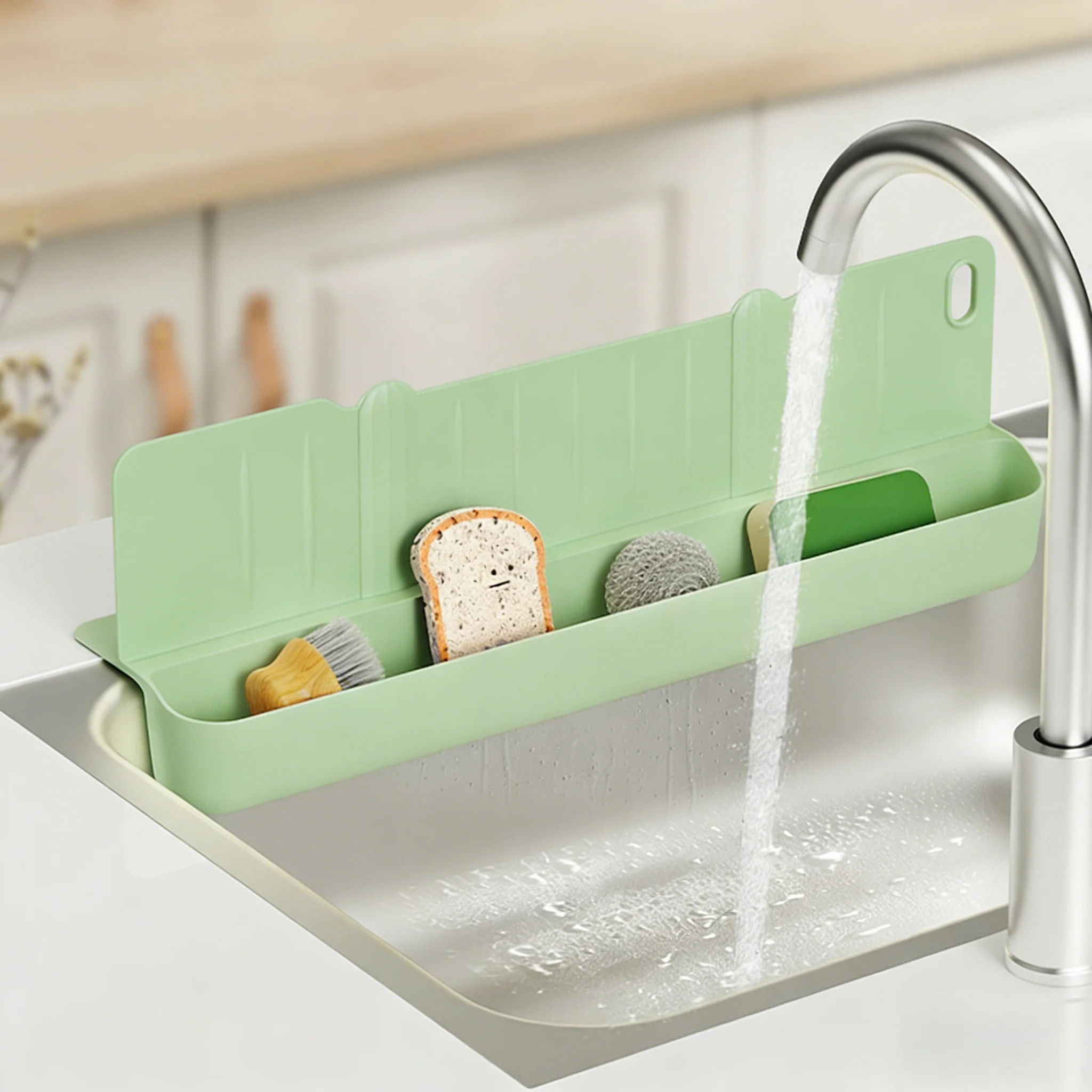 2-in-1 Home Kitchen Sink Splash Guard, Blocking and Storage,Water Blocking Board, Countertop, Splash Proof Storage Rack