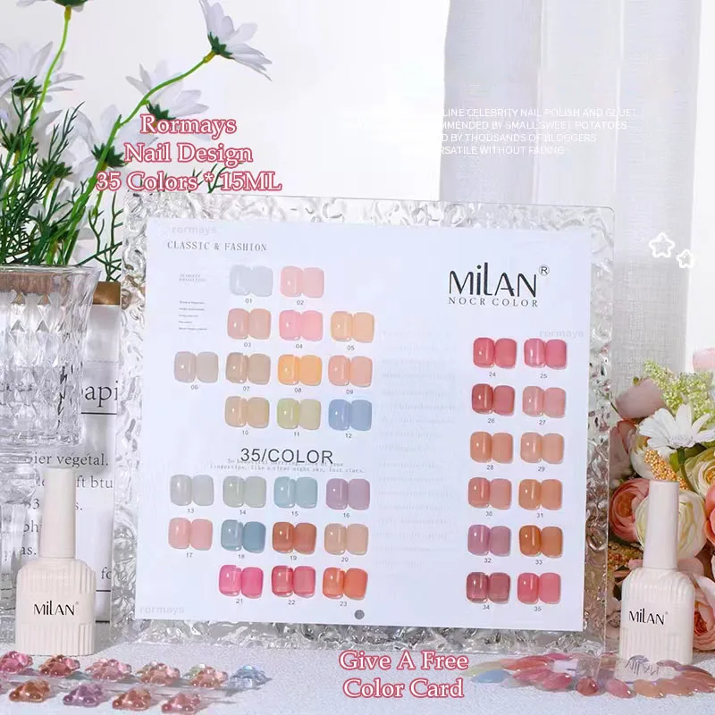 Rormays Ice Transparent Nude Pink Gel Polishing 35PCS Translucent Semi Permanent Color UV LED Jelly Color Gel Salon 15ML Factory