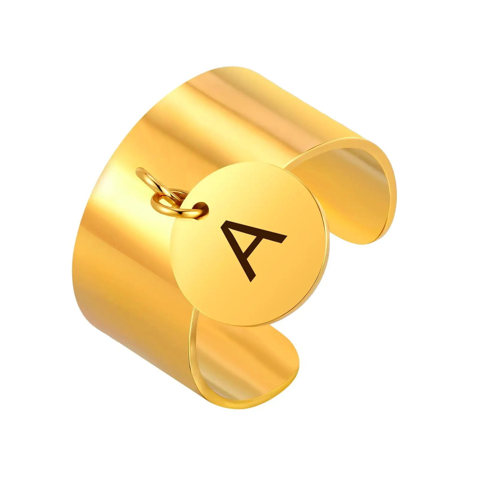 

Vnox Stainless Steel Personality Smooth Wide Rings, Free Engraving Letter Name Date ID, Lovers Memorialize Jewelry Gifts