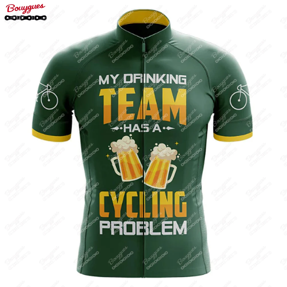 BEER TEAM Cycling Jersey for Men Short Sleeve Reflective MTB Maillot Downhill Pro Team Mountain Bicycle Clothing New