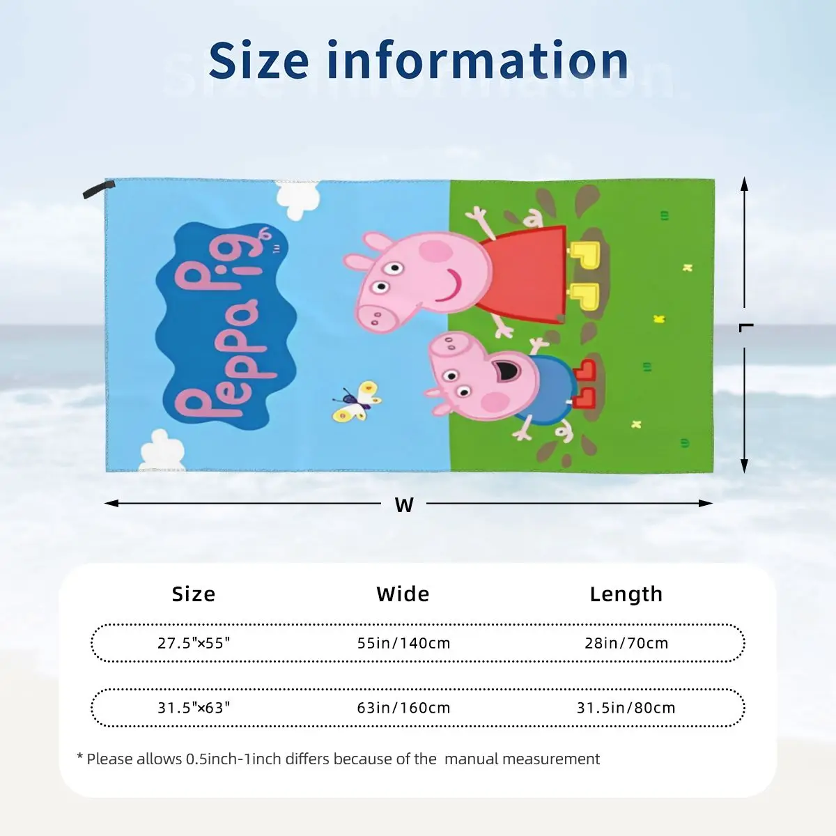 Peppa Pig Accessories Pool Beach Towel Summer Microfiber Shower Towel Sand Free Quick Dry Surf Towels