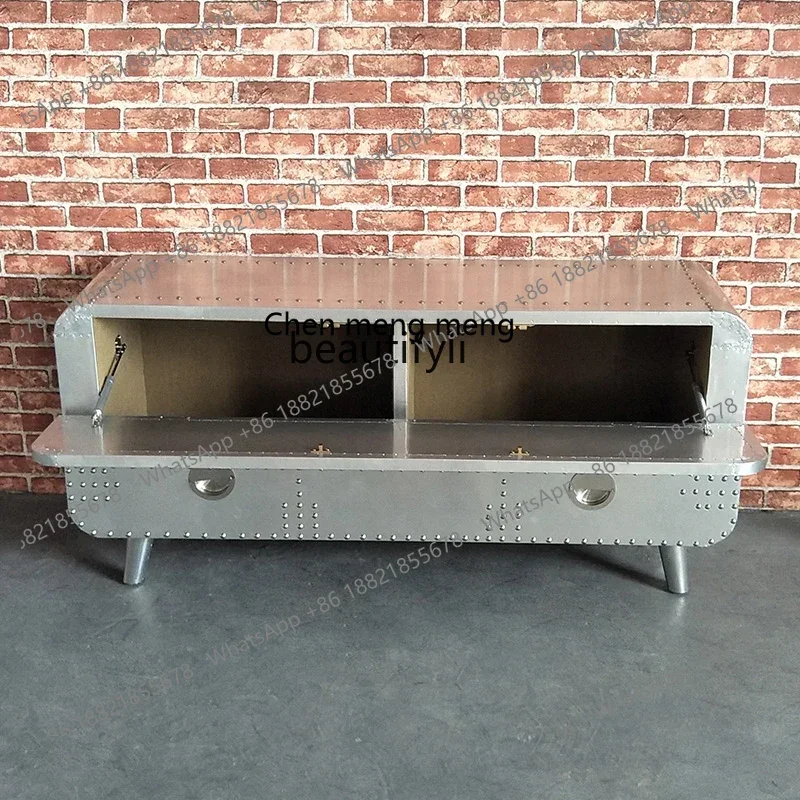 cc182l Chinese Ancient Style American Style TV Cabinet and Tea Table Combination Retractable Metal Aluminum Floor Cabinet