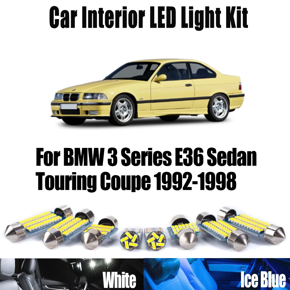 

17 шт. Canbus для BMW 3 серии E36 седан Touring Coupe 1992-1998 косметическое зеркало, лампы для ног, автомобильный светодиодный комплект внутреннего освещения с картой купола