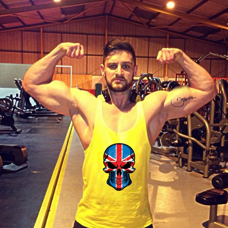 

Gyms Stringer Sleeveless Y-back T-shirts Mens Fitness Sport Clothing Cotton Breathable Summer Sportwear Workout Muscle Tank Tops