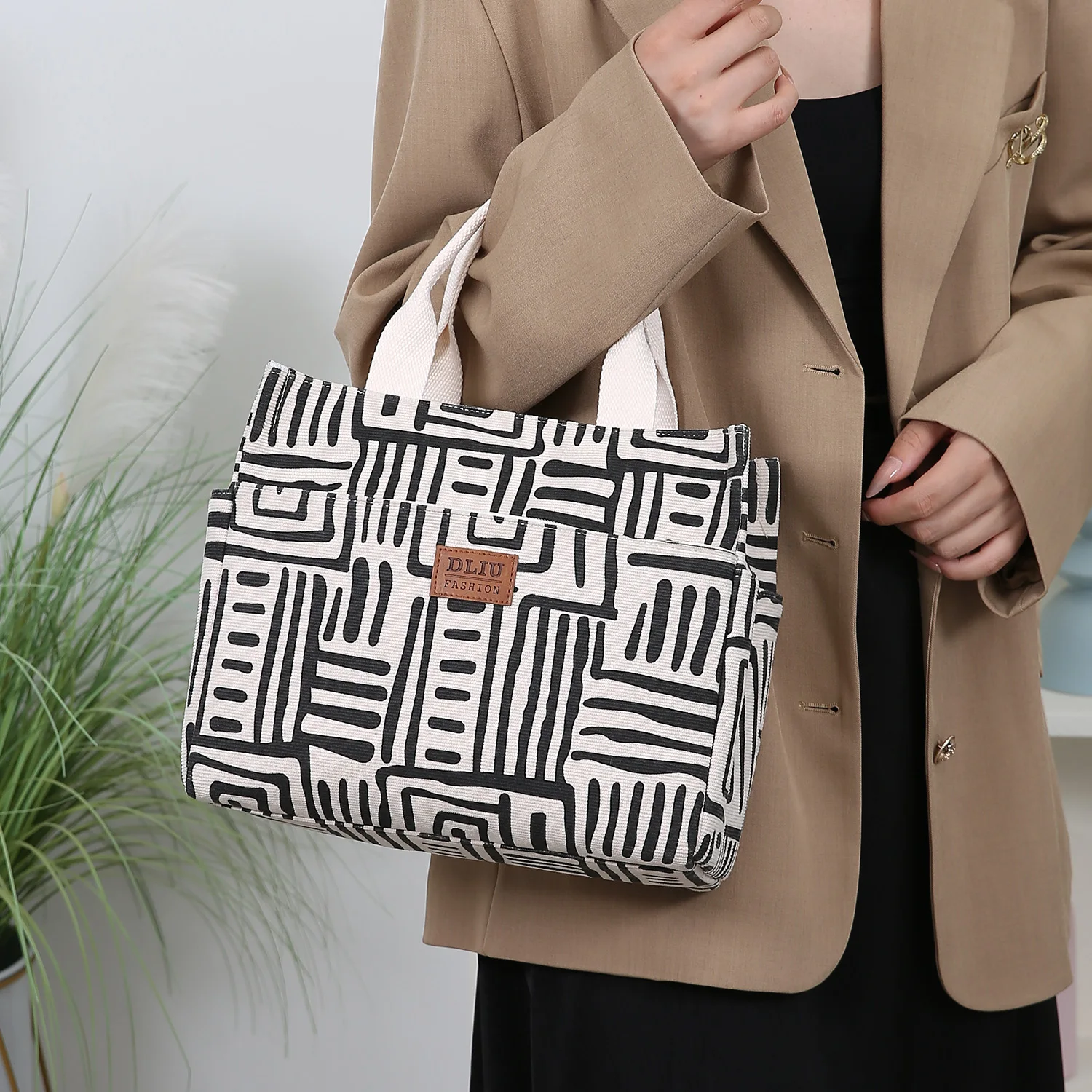 حقيبة غداء مبطنة بالرقائق الخارجية من سروال قصير، حقيبة صندوق غداء، حقيبة غداء، حقيبة يد، حقيبة حمل، حقيبة قفاز ذات سعة كبيرة