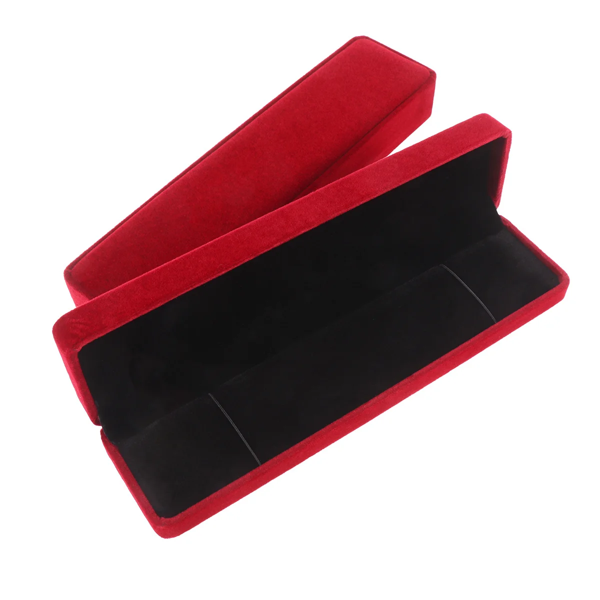 

2Pcs Flannel Jewelry Boxes Wine Red Elegant Organizer Display Case for Necklace Pendant Earrings Wedding Engagement Gift