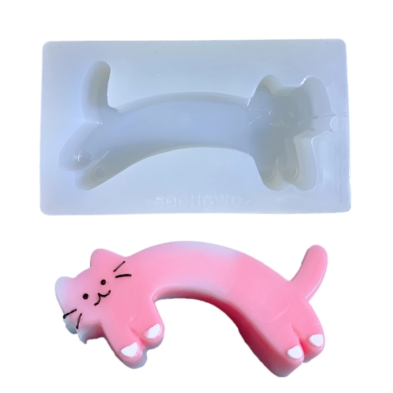 

Y4QE Lovely Kitten Silicone Epoxy Resin Mold DIY Keychain Pendant for Bag Decor