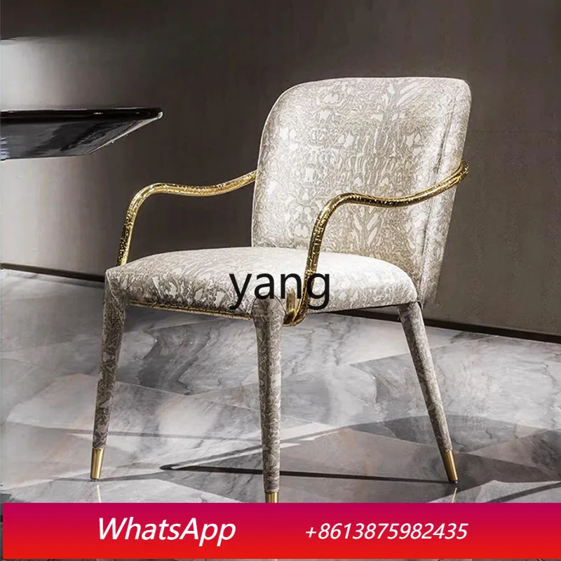 LTT Italian pure copper dining chair light luxury high-end home negotiation chair modern luxury printing back chair