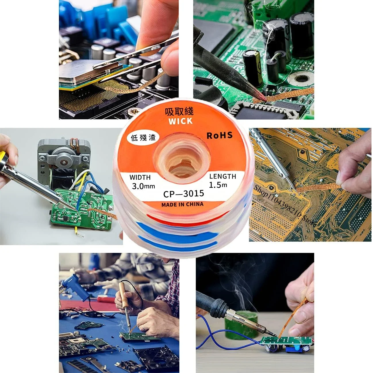 

Solder Wick，10 Pack No-Clean Soldering Wick Braid Desoldering Wick Braid With Flux（1.5mm/2mm/2.5mm/3mm/3.5mm Width）1.5/3m Length