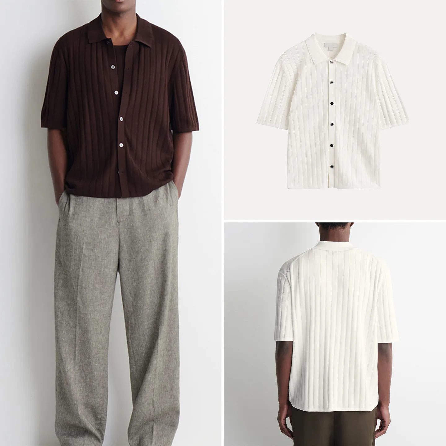 

Casual Fit White Open Cardigan Men's Summer Shirt Flip Collar Short Sleeve Regular Length Four Seasons Versatile Chinese Brand