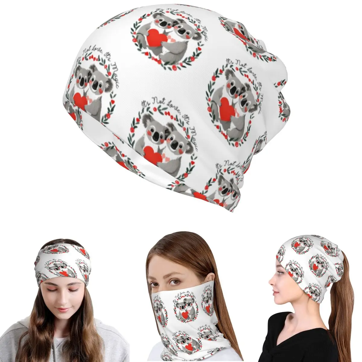 Ausgefallenes Valentinstag-Merchandise: Love Redefined Koala Bear Bandana, Halstuch, Maske, Schal, Fahrradschal, Mütze, atmungsaktiv