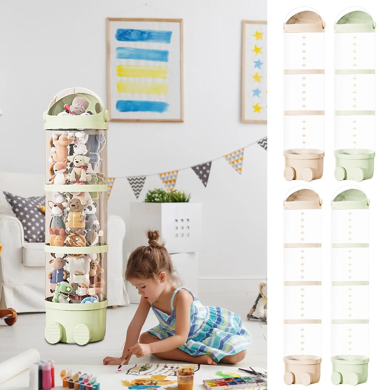 

3 Layer / 4 Layers Plush Doll Storage Tube Stuffed Animal Storage Toy Display Transparent Stuffed Dolls Storage Bucket Organizer