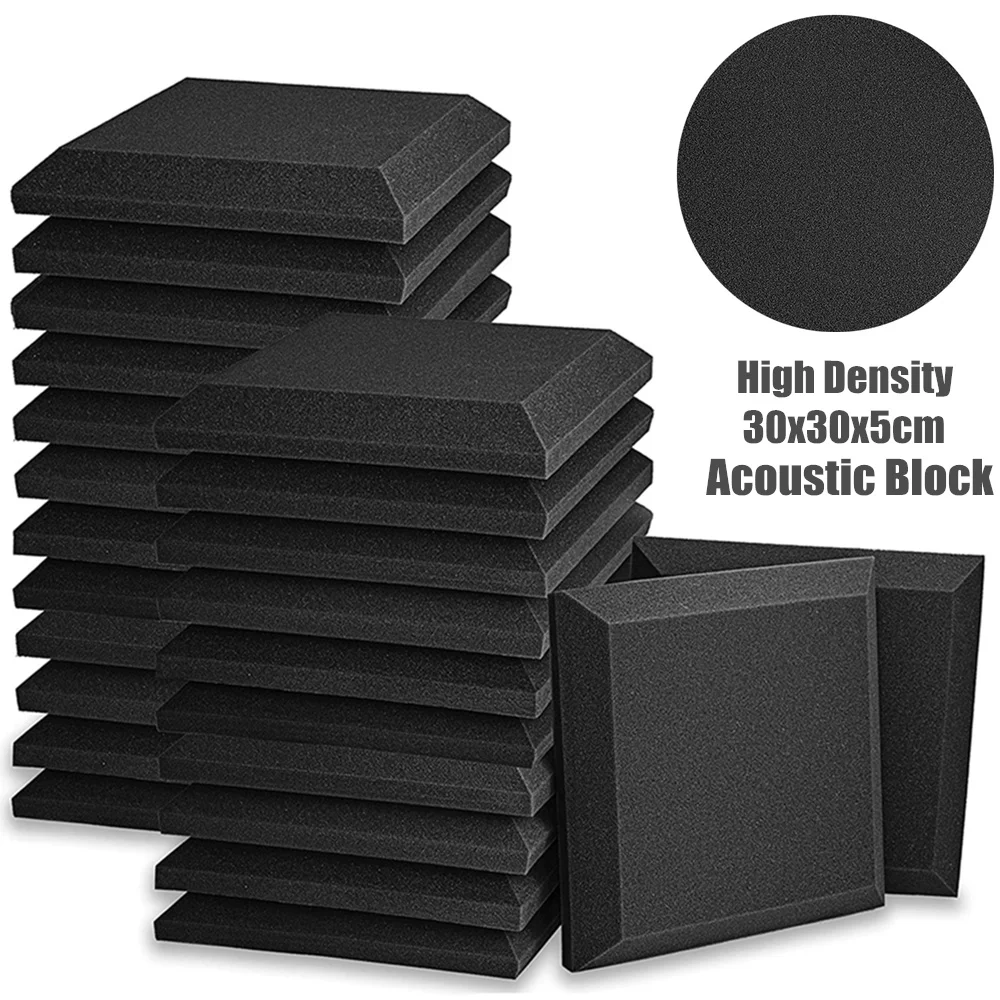 

10/20Pcs Block Acoustic Foam Panel Soundproof Wall Pad 30x30x5cm KTV Studio Wedge Tiles Drun Room Sound Absorption with Tapes