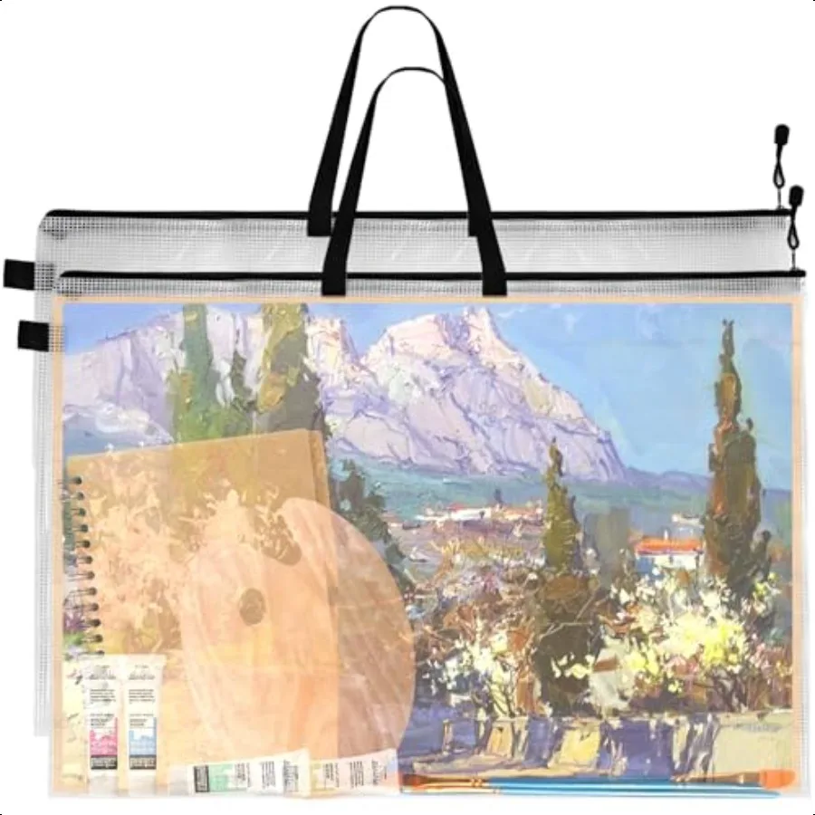 

24 x 36 Inch Art Portfolio Case Large Posters Storage Bag With Zipper and Handle for Artwork Artist ply Organizer 2PCS