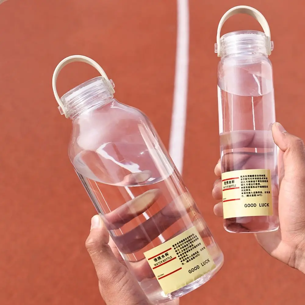 1Pcs New Students Simple Plastic Water Cup Large Capacity with Text Sports Cup Transparent 400ML/1L Portable Cup