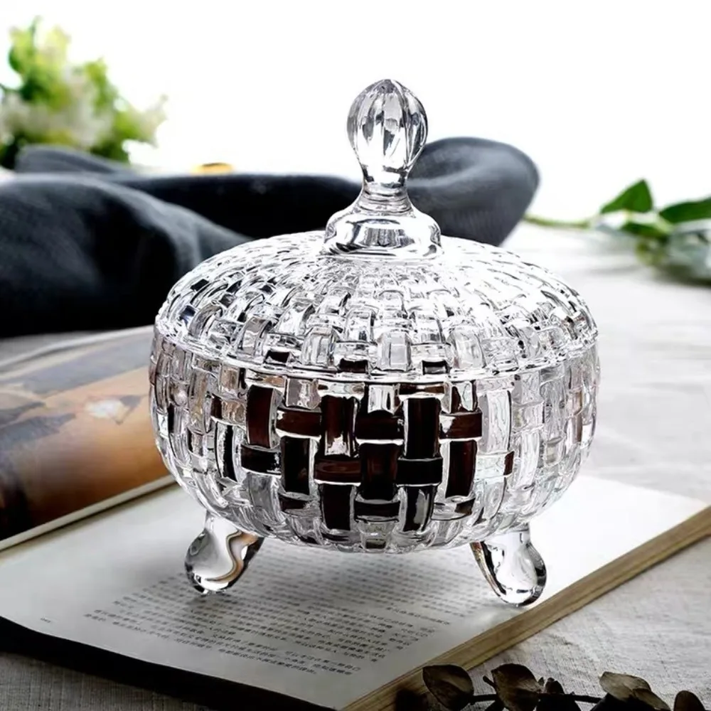 

Desktop Decoration Glass European Style Candy Jar Colorful Dust-proof Halloween Candy Storage Box with Lid Fruit Bowl Nut