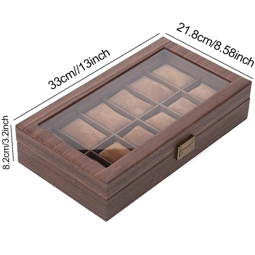 3/6/10/12 Slot Pu Leather Watch Box Protable Travel Watch Case Storage Vintage Wood Colour Buckle Watch Stand Jewelry Organizer