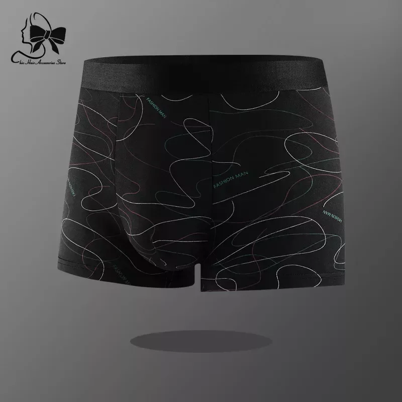 Comfortable Shorts Men Underwear Men\'s Printed Underpants U Convex Panties Solids Breathable Boxer Male Large Size Sexy