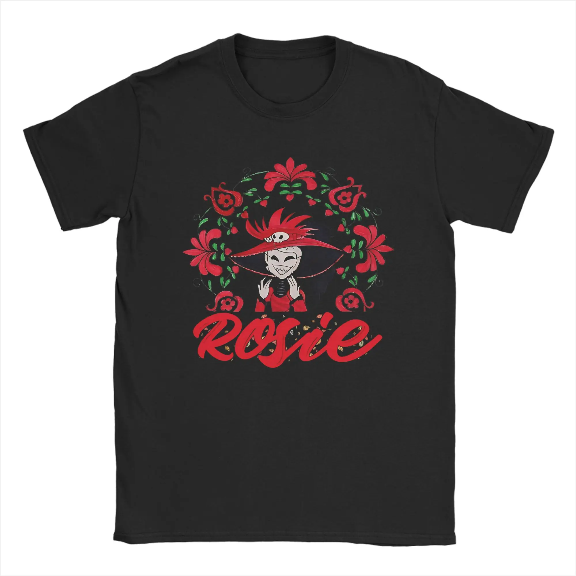 

Футболка для пар, милая опасная аниме Hoteledl Rosie с красивыми красными цветами, хлопковые футболки в оправе для мужчин, одежда с короткими рукавами