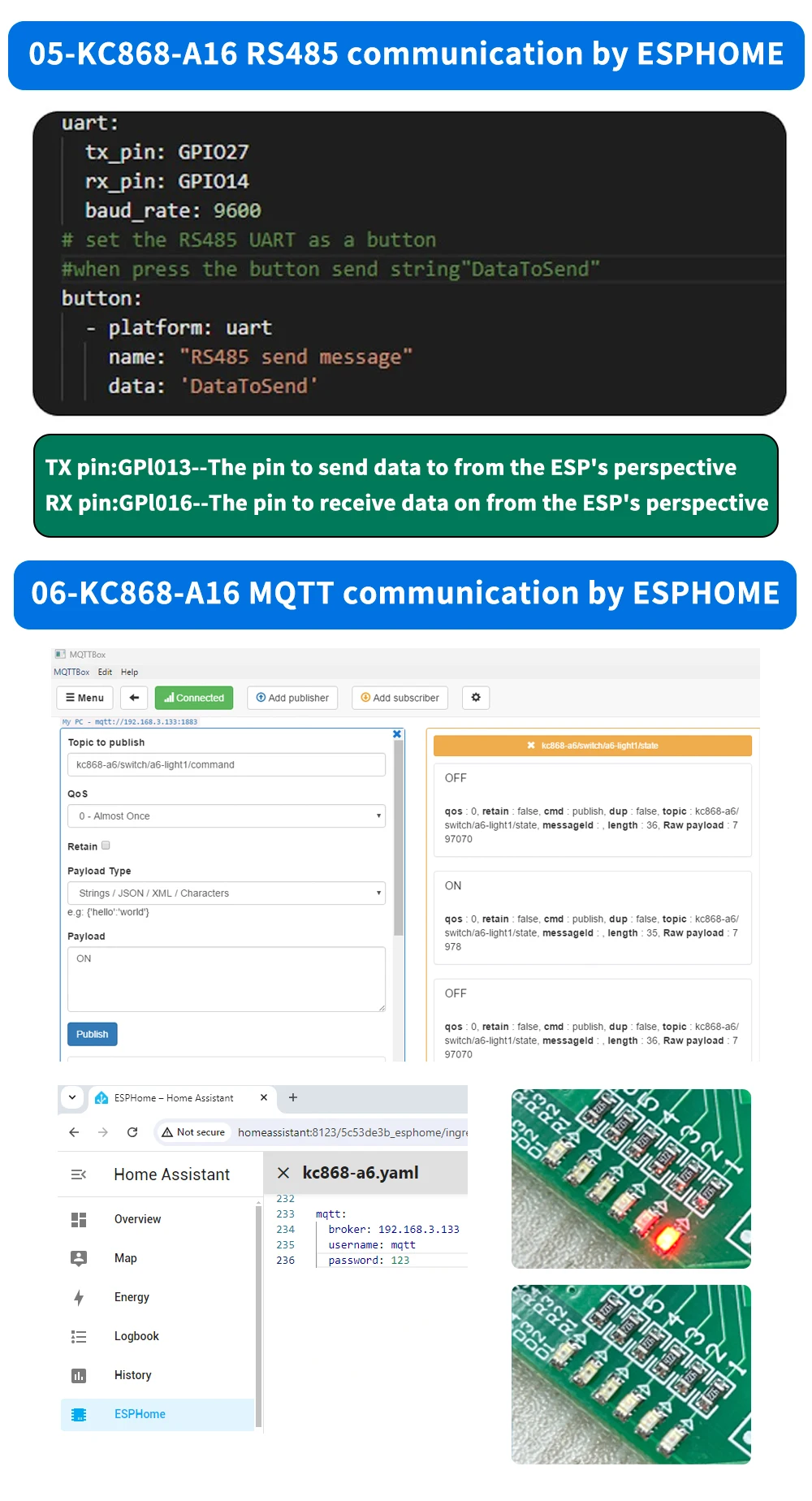 A16 ESP32 Development Programable Relay Board ESPhome Home Assistant Tasmota Arduino IDE RS485 I2C GPIO RF433Mhz Mosfet Output