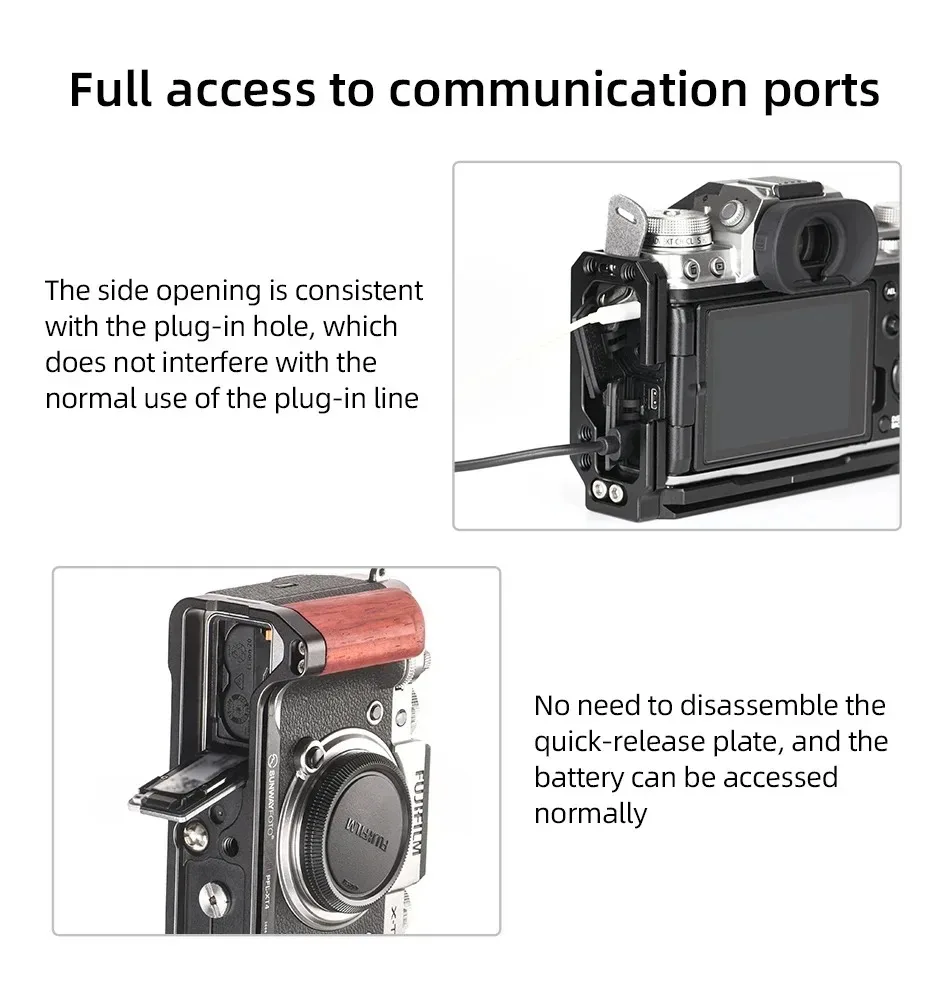 SUNWAYFOTO X-T4 L-Plate, Dedicated Vertical/Horizontal Arca Rail, CNC Aluminum Camera Quick Release for Tripod (Fit Fuji XT4)