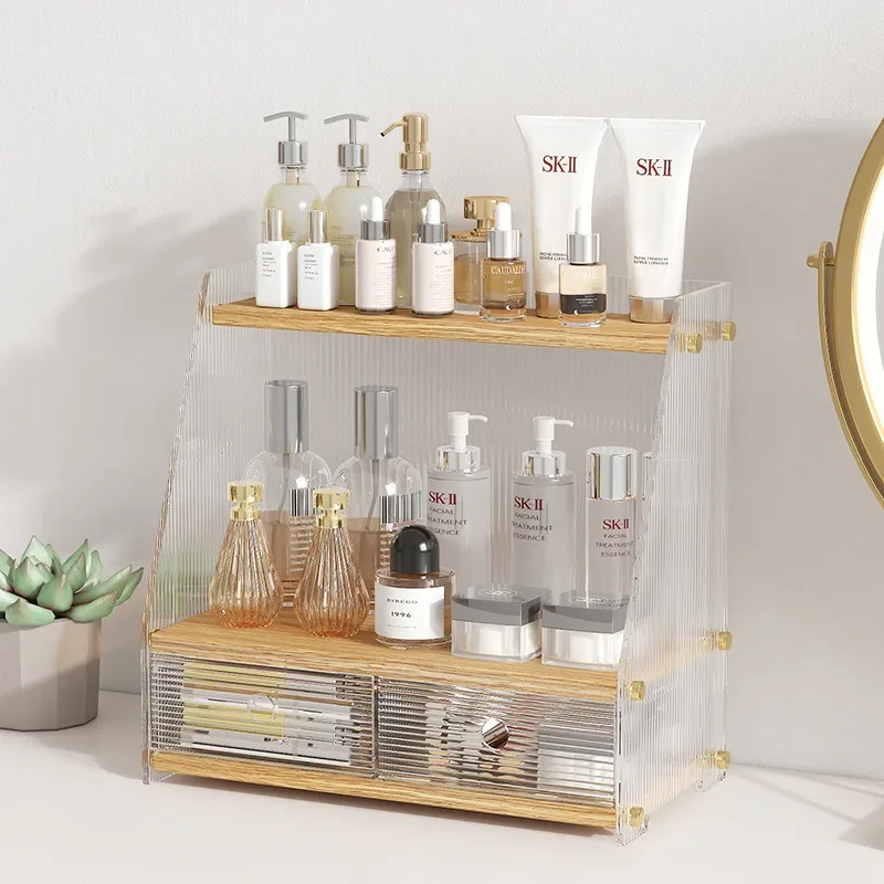 الشمال الاكريليك سطح المكتب صندوق تخزين مستحضرات التجميل غرفة نوم الحمام درج نوع منتجات العناية بالبشرة أحمر الشفاه رفوف المجوهرات