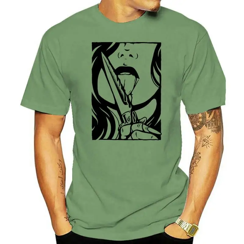 Dangerous Girl T shirt girl woman knife beauty vintage comic erotic hot lips face