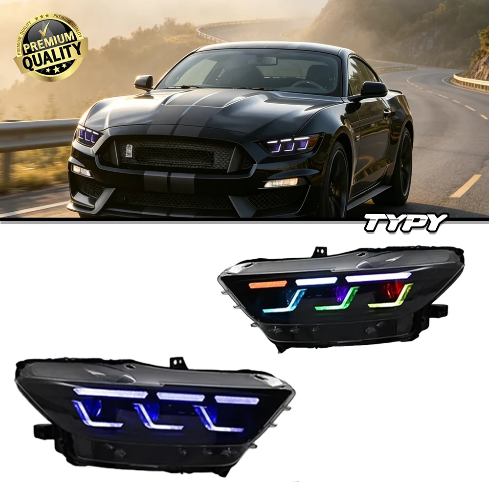 

Car Lights For Ford Mustang RGB 2015-2017 Headlight LED Projetor head Lamp Daytime Running Light Automotive Accessories