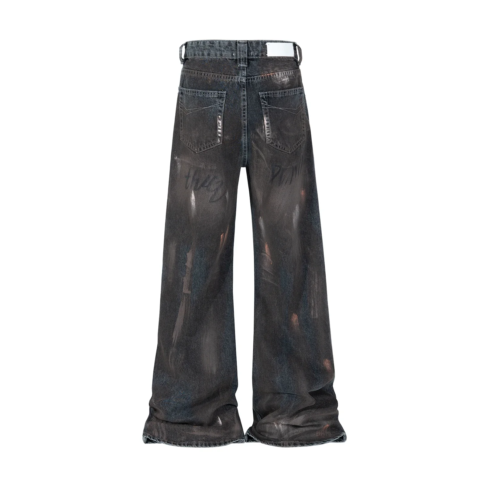 

Faded Mud Dyed Hand-painted Vintage Baggy Jeans for Men High Street Washed Straight Pantalon Homme Denim Trousers Oversized