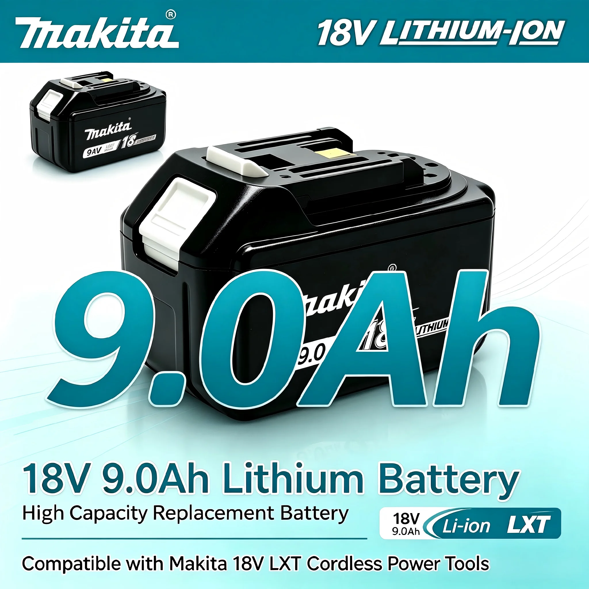 High Capacity  Makita 18V 9Ah Rechargeable Lithium Battery LED Level Display Fit  LXT Series BL1830 BL1840 Power Tool Accessory