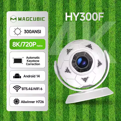 Magcubic HY300F 8K Projector Android 14 300 ANSI Manual Focus LED 720P with Wifi6 And BT5.4 Remote Control for Home And Theater
