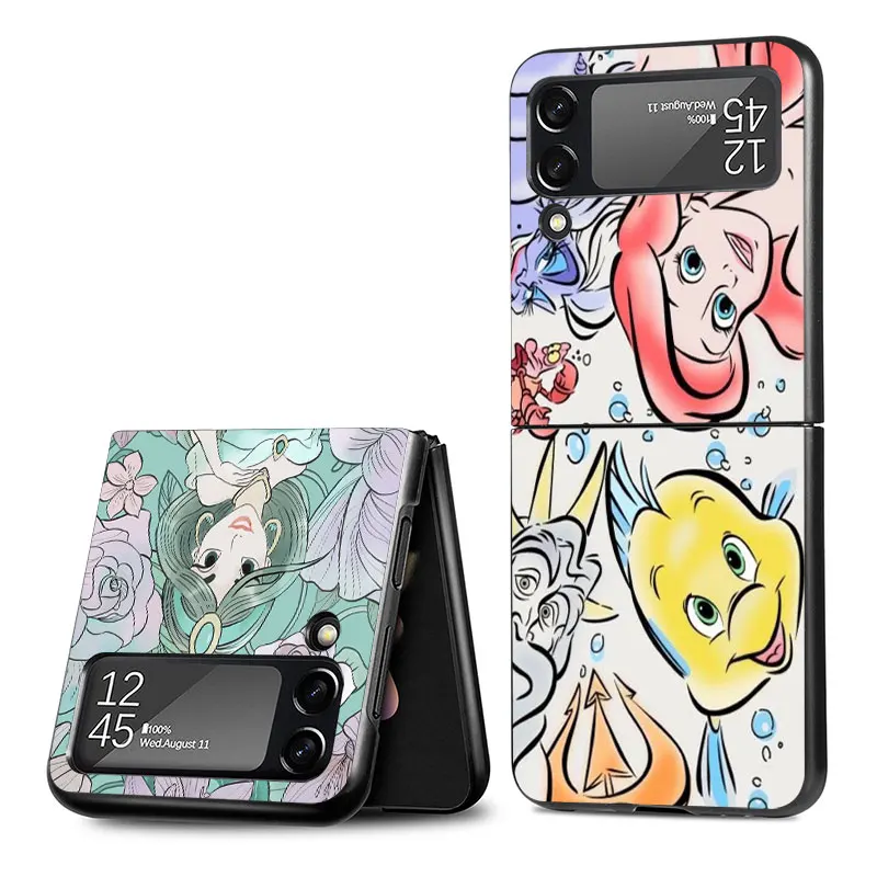 Disney Cartoon Princess Hard PC Back Phone Case for Samsung Galaxy ZFlip5 Z Flip 4 ZFlip3 Z Flip 3 5G ZFlip4 Flip3 zflip Cover