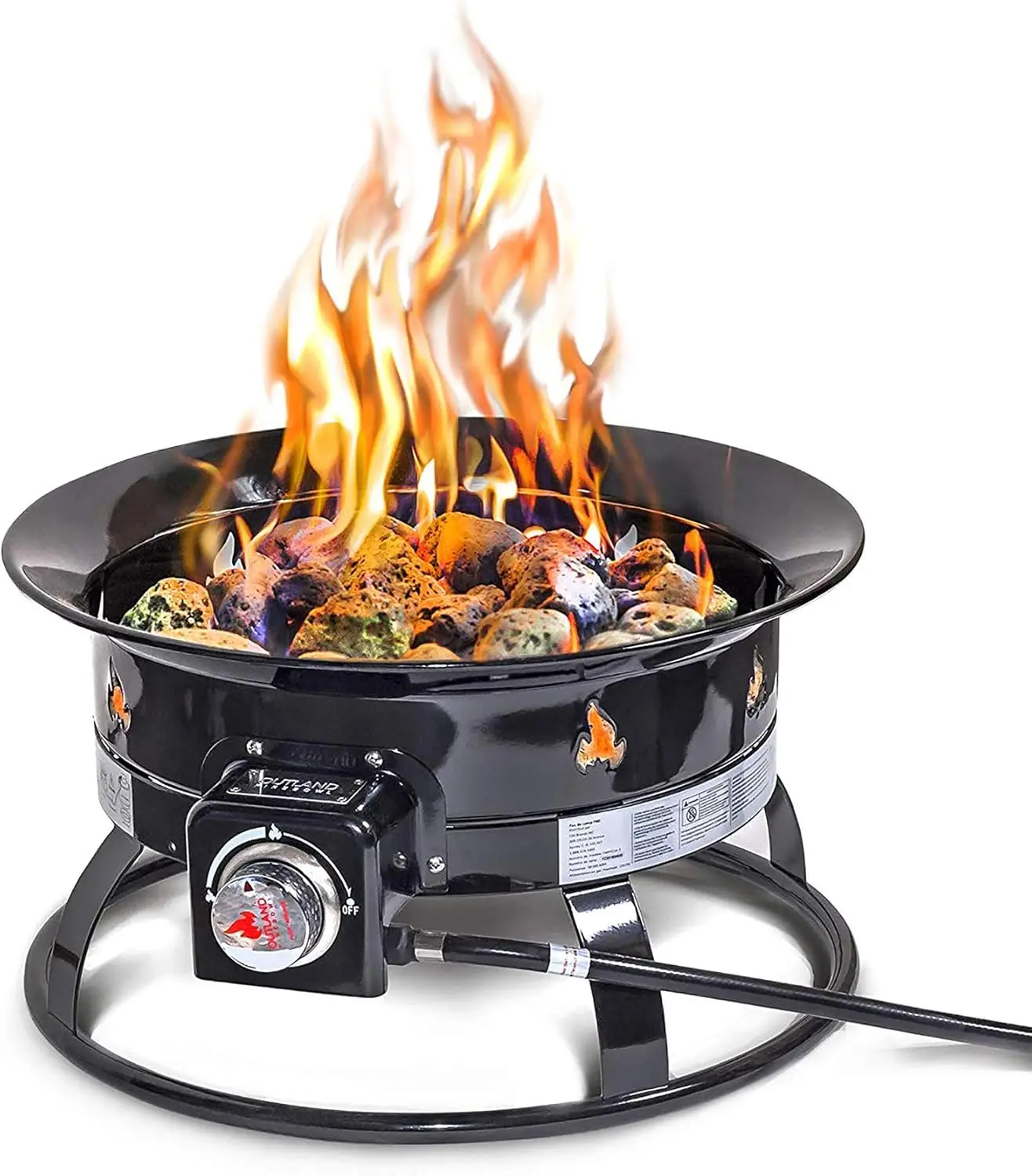 Portable Outdoor Heating: Black Propane Fire Pit for Camping, Patio and Tailgating, Smokeless and High BTU