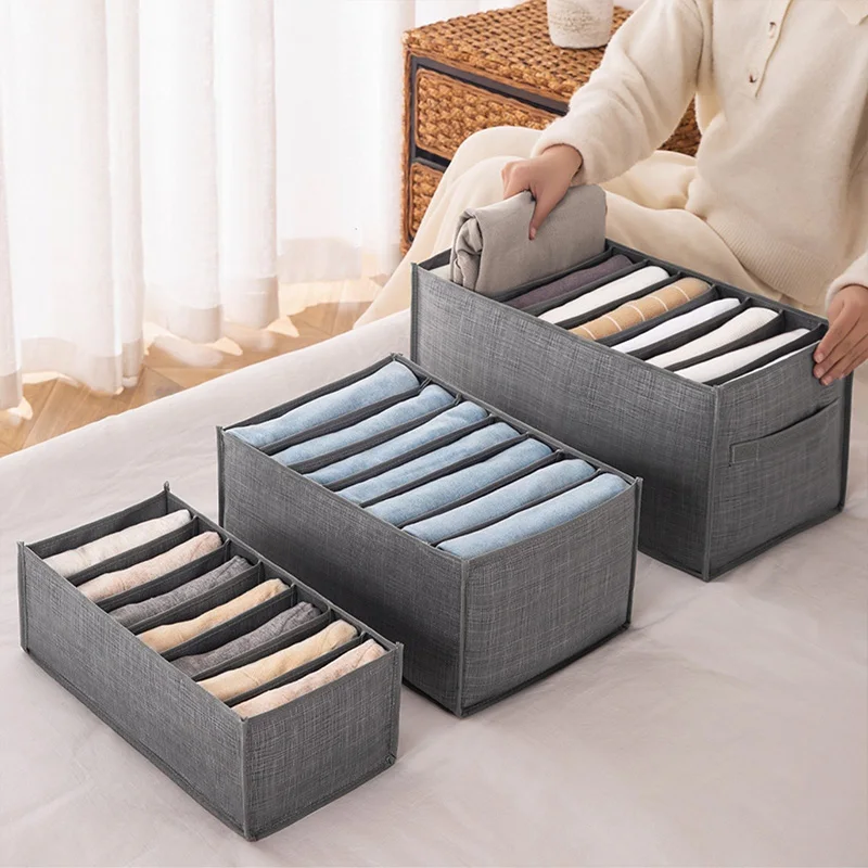 

Gray Compartment Storage Box Closet Organizer Clothes Separation Box Pants Drawer Divider Storage Underwear Bra Organizer