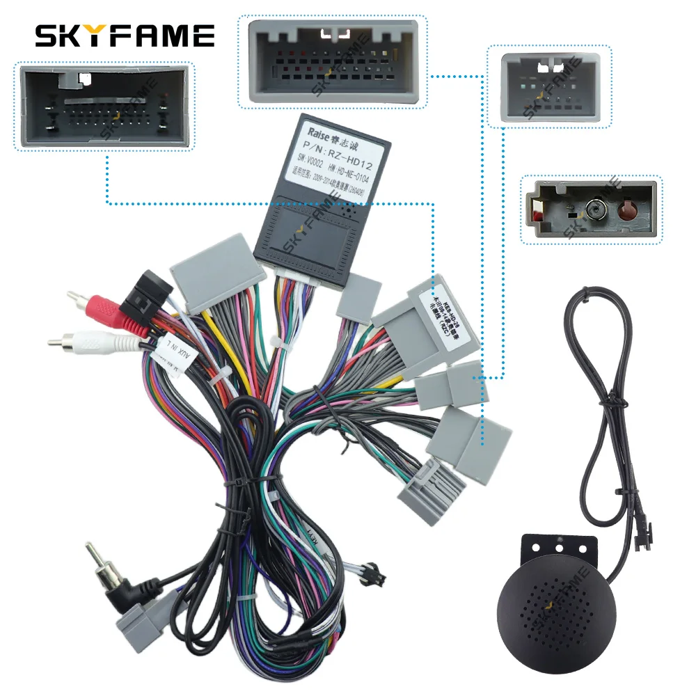 Car 16pin Wiring Harness Adapter Canbus Box Decoder Android Radio Power Cable For Honda Pilot Honda Odyssey G-RZ-HD62 G-RZ-HD-79
