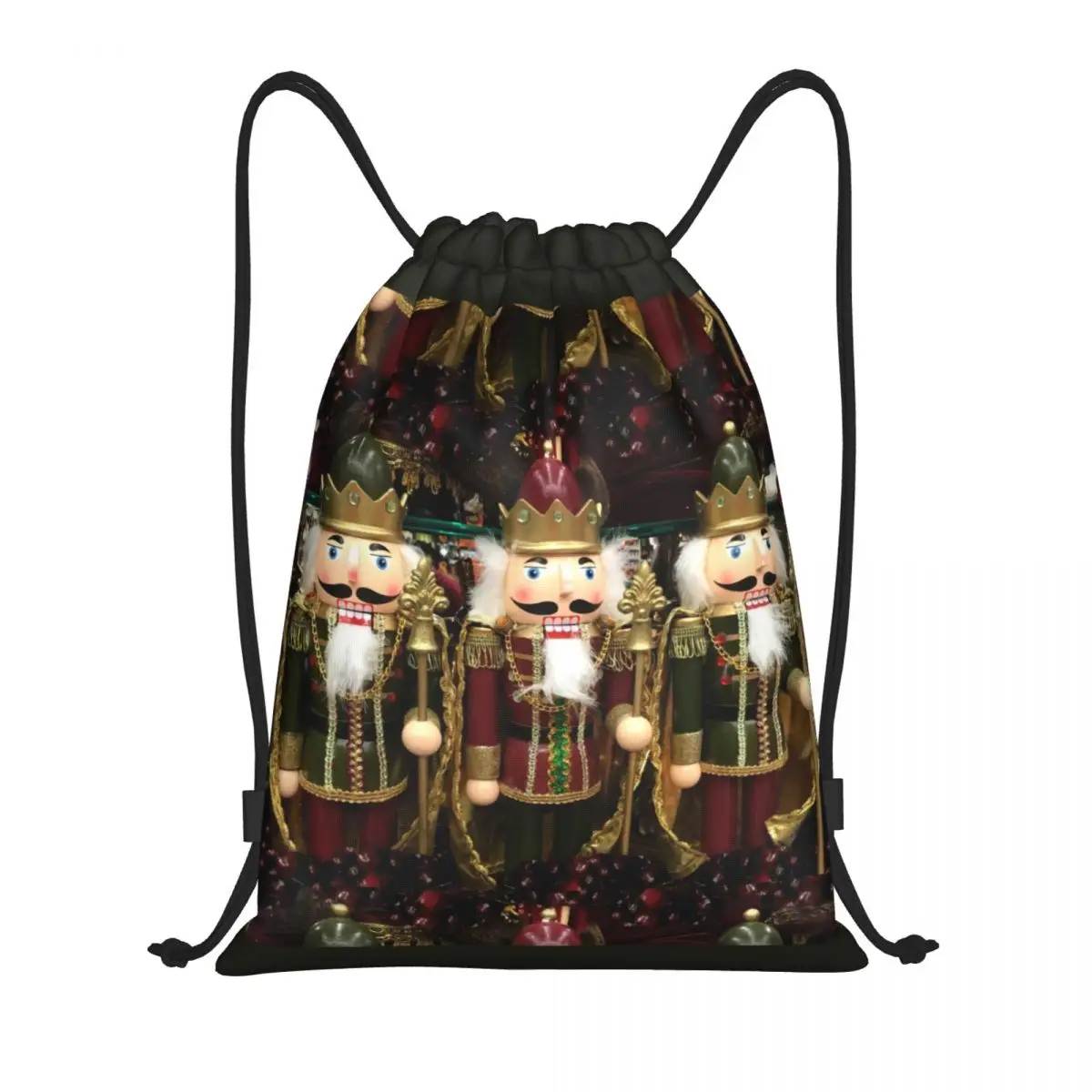 Custom Christmas Nutcracker Trio Drawstring Bags Women Lightweight Nutcrackers Cartoon Toy Soldier Sports Gym Storage Backpack