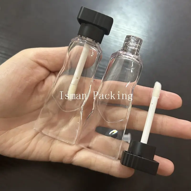 

50Pcs refillable unique plastic black ice cube lipstick packaging toothpaste shape lip gloss container tubes with applicator 4ml