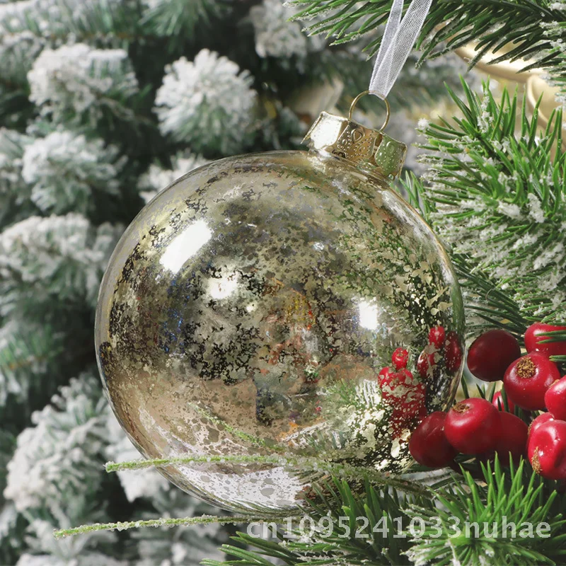 

4 Pack 10cm Big Broken Silver Ball Christmas Decorations American Style Modern Minimalist Light Luxury Tree Decoration