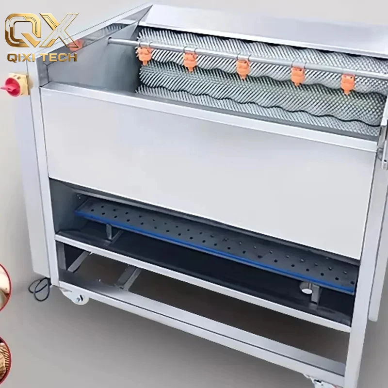 Commercial Brush Roller Vegetable Washing Peeling Machine Stainless Steel Potato Carrot Ginger Radish Cleaner Peeler(customized)