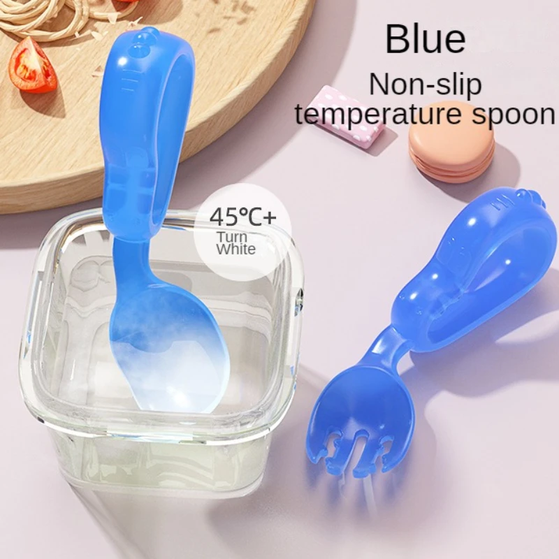 MOOZ-Cuillère d'alimentation en silicone souple pour bébé, cuillère à détection de température pour enfants, cuillère d'entraînement britannique pour nourrissons